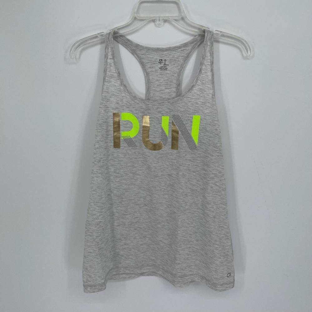 GapFit Women's Gray RUN Graphic Racerback‎ Activewear Tank Top Size Large
